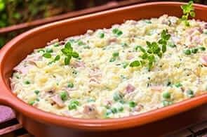 Risotto con Piselli, Pancetta e Brie