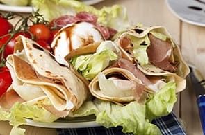 Crêpes con prosciutto e mozzarella