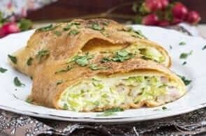 Crepes di Ceci con Zucchine, Caprino e Mozzarella
