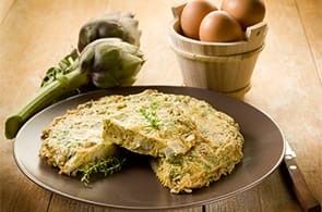 Omelette con carciofi fritti