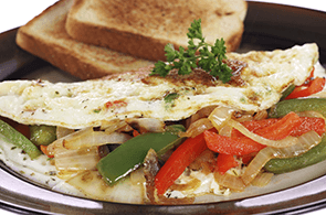 Omelette con peperoni e cipolle