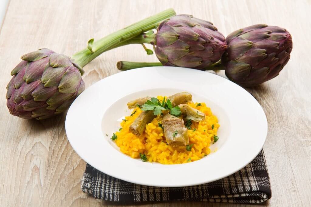 Risotto carciofi e formaggio di capra